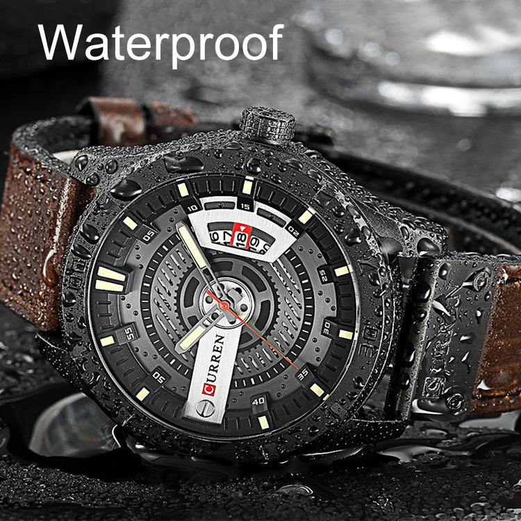 นาฬิกาข้อมือผู้ชาย CURREN M8301 สไตล์ทหาร ควอตซ์ พร้อมวันที่ สายหนัง, ตัวเรือนดำ ส้ม, ตัวเรือนดำ แดง, ตัวเรือนดำ หน้าดำ สายสีน้ำตาลเข้ม, ตัวเรือนดำ หน้ากรม สายสีน้ำตาลอ่อน, ตัวเรือนดำ น้ำเงิน