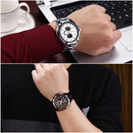นาฬิกาข้อมือผู้ชาย CURREN 8023 สแตนเลสอนาล็อกสปอร์ต ควอตซ์, ตัวเรือนขาว หน้าขาว, ตัวเรือนเงิน หน้าทอง, ตัวเรือนเงิน ขอบทอง หน้าดำ, ตัวเรือนดำ หน้าขาว, ตัวเรือนดำ หน้าดำ, ตัวเรือนดำ ขอบทอง หน้าขาว, ตัวเรือนดำ หน้าทอง