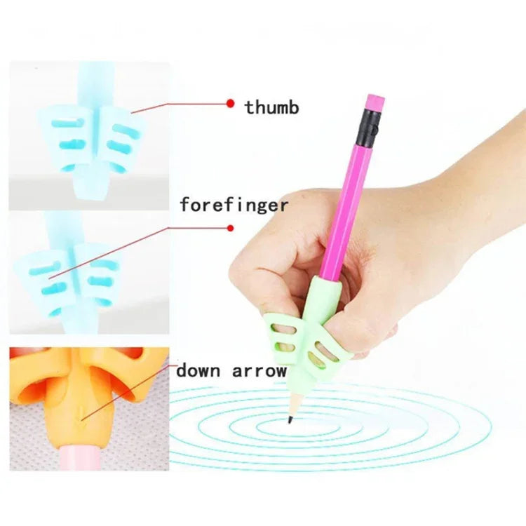 เครื่องช่วยจับดินสอสำหรับเด็ก ปลอดสารพิษ แก้ไขท่าทางการจับดินสอ สีสุ่ม 1 ชิ้น