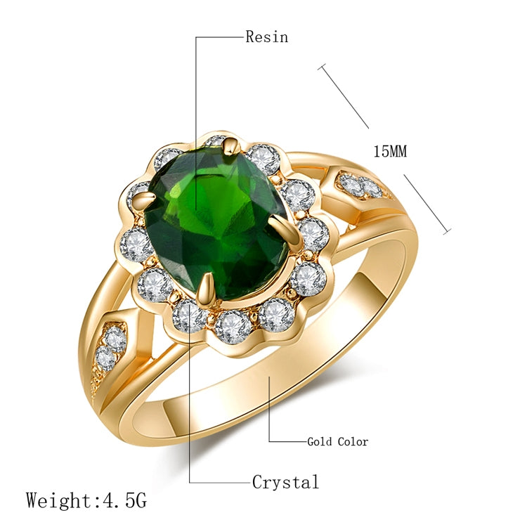 Fashion Vintage Oval Green Gem Diamond Ring, 10