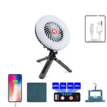 โคมไฟพัดลมชาร์จ USB สำหรับถ่ายทอดสด โคมไฟมัลติฟังก์ชันสำหรับเต็นท์แคมป์ปิ้ง, โคมไฟพัดลม, โคมไฟพัดลม + ขาตั้ง