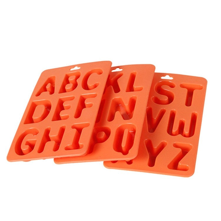 ชุดแม่พิมพ์น้ำแข็งซิลิโคนตัวอักษร A-Z 3 ชิ้น 3-in-1 รูปตัวอักษร (สีส้ม)