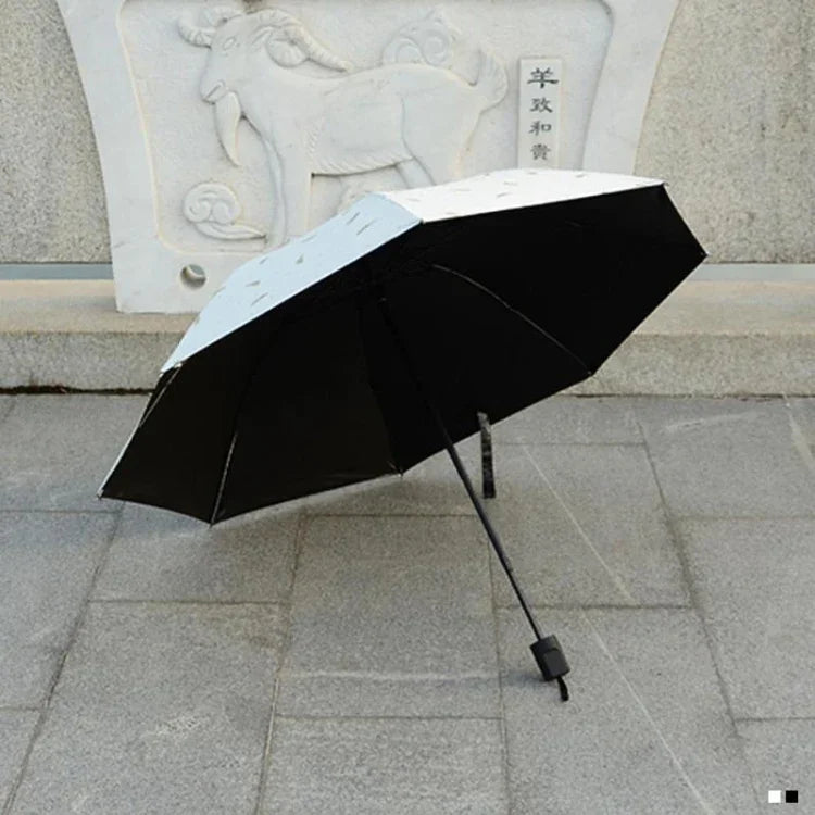 ร่มลายขนนก ใช้ได้สองแบบ พับสามทบ ควบคุมด้วยมือ พกพา กันแดด กันฝน กันลม ร่มกันแดด