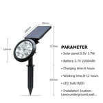 9 LEDs Solar Power Garden Lights LED Outdoor Garden Adjustable IP65 Waterproof Light, Colorful Changing, Warm White + White Light