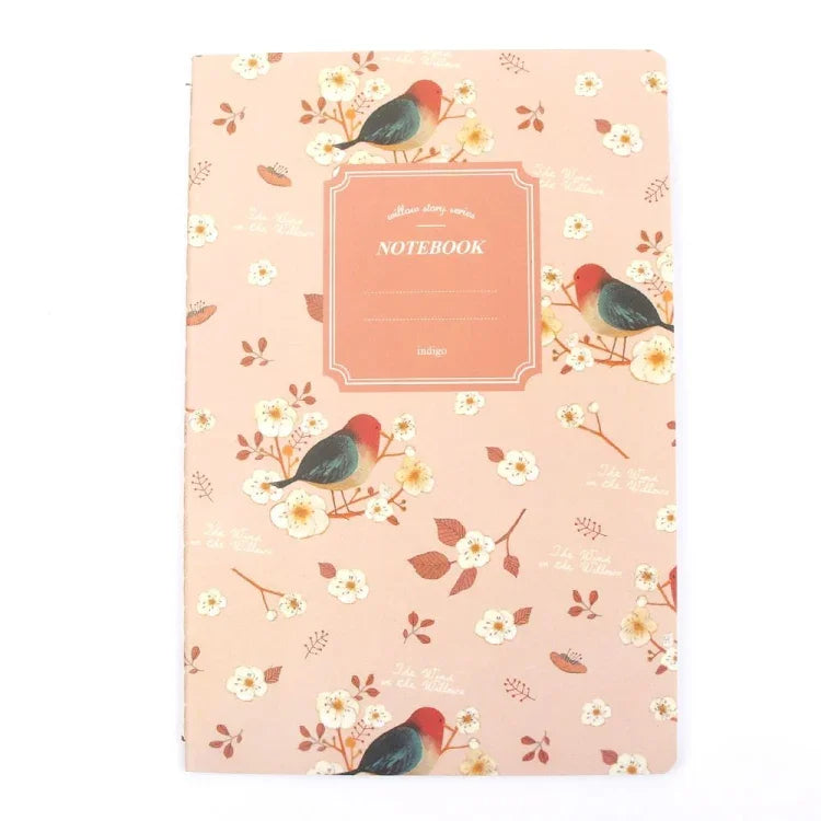 สมุดบันทึกลายดอกไม้ นก และสัตว์น่ารักสไตล์คาวาอิ G12G108 สีสุ่ม