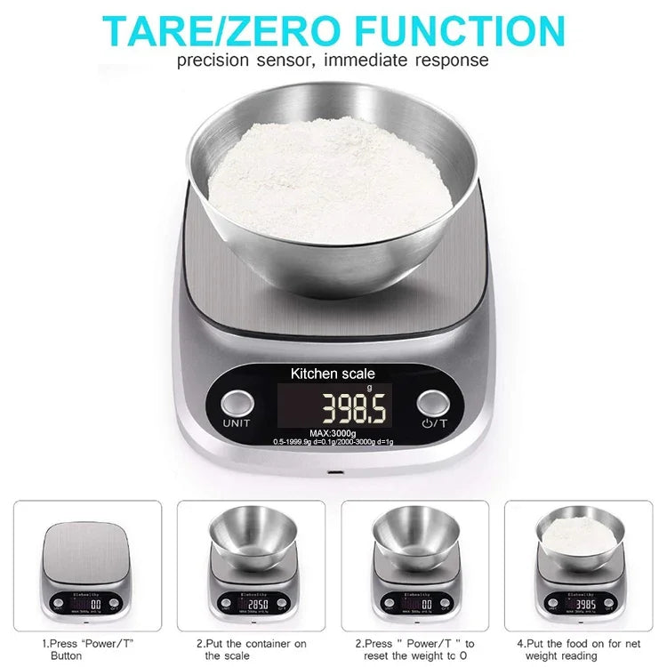 Kitchen Stainless Steel LCD  Electronic Scale, 10kg / 1g