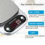 เครื่องชั่งอิเล็กทรอนิกส์ LCD สแตนเลสสำหรับห้องครัว BOH-C305, สเปค: 5kg/0.1g, 5kg/0.1g