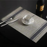 แผ่นรองโต๊ะ PVC ทนทาน 2 ชิ้น แผ่นรองแก้วกาแฟ ลายถักกันลื่น ขนาด 30x45 ซม.