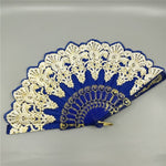 Spain Style Plastic Folding Fan Peacock Lace Fan Ladies Dance Gilding Fan, 23x42cm