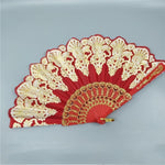 Spain Style Plastic Folding Fan Peacock Lace Fan Ladies Dance Gilding Fan, 23x42cm