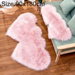 Creative Double Heart Imitation Wool Carpet Sofa Cushion Mat Plush Bedroom Living Room Floor Rugs, 90x180cm
