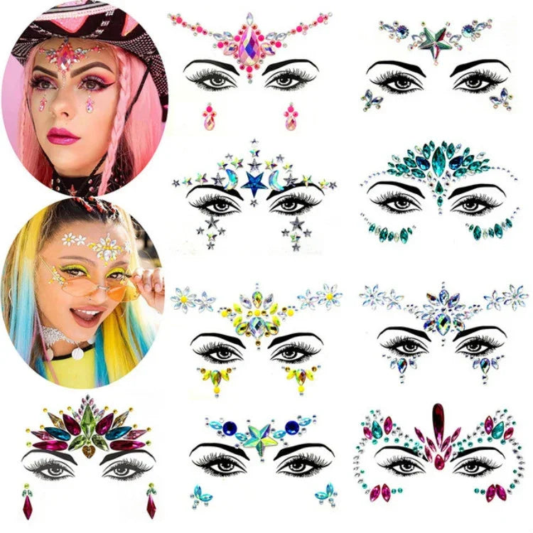 สติ๊กเกอร์แต่งหน้าหน้าผากสีเขียวแบบหน้ากากอะคริลิก 3 ชิ้น, YT-46, YT-47, YT-48, YT-49, YT-50, YT-51, YT-52, YT-53-01, YT-53-02, YT-54, YT-55, YT-56, YT-57, YT-59, YT-60, YT-61, YT-65, YT-66, YT-67, YT-68, YT-69