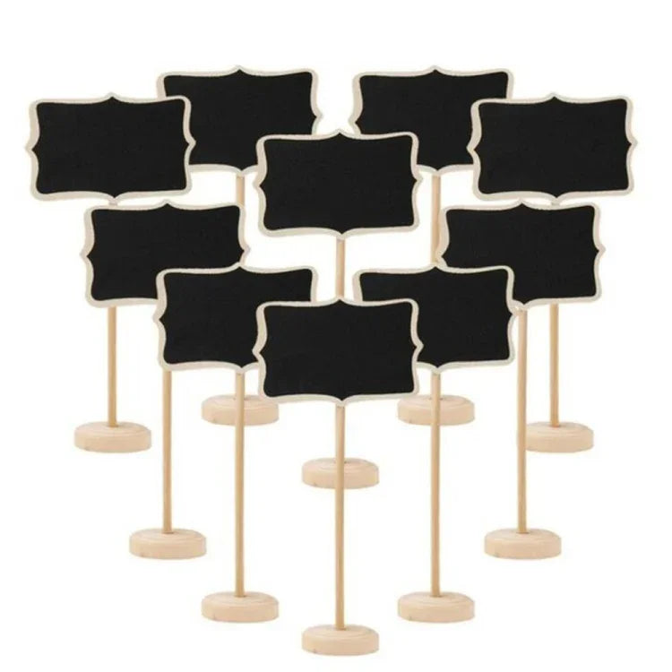 10 PCS Blackboard Wooden Chalkboard Mini Message Notice Board Table Wedding Party Decoration, Wooden Blackboard 1