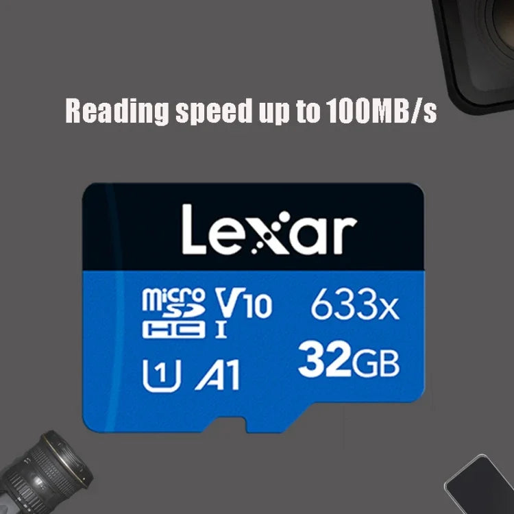 Lexar 633x การ์ดหน่วยความจำ TF โทรศัพท์มือถือความเร็วสูง 32GB สำหรับกล้องบันทึกภาพ, 32GB