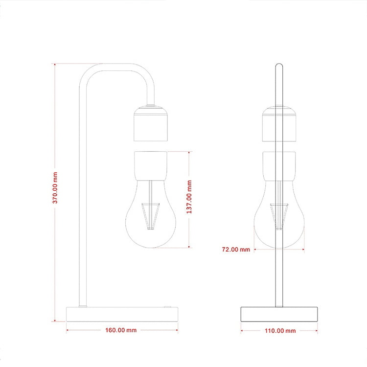 ของเล่นเทคโนโลยีตกแต่งแม่เหล็กลอย 16W โคมไฟลอย LED สำหรับโต๊ะในบ้าน สีดำ