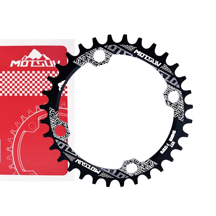 จานโซ่ MTB MOTSUV แบบวงกลม แคบ กว้าง 104BCD ชิ้นส่วนจักรยาน ฟัน 32T, 34T, 36T, 38T แบบจานวงรี 32T, 34T, 36T, 38T
