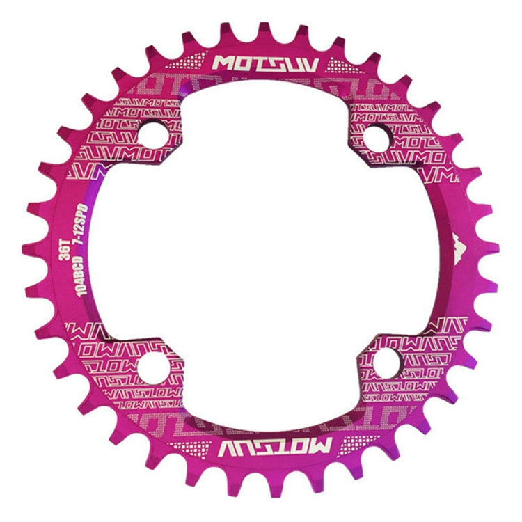 จานโซ่ MTB MOTSUV แบบวงกลม แคบ กว้าง 104BCD ชิ้นส่วนจักรยาน ฟัน 32T, 34T, 36T, 38T แบบจานวงรี 32T, 34T, 36T, 38T
