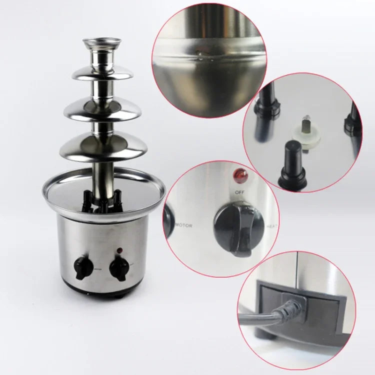 เครื่องน้ำพุช็อกโกแลตไฟฟ้า 4 ชั้น เครื่องละลายช็อกโกแลต ฟองดูว์ น้ำตก, 4 ชั้น