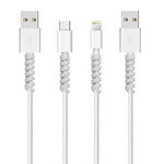 4pcs Spiral Style Silicone Data Cable Protective Cover Anti-wire Break Winder