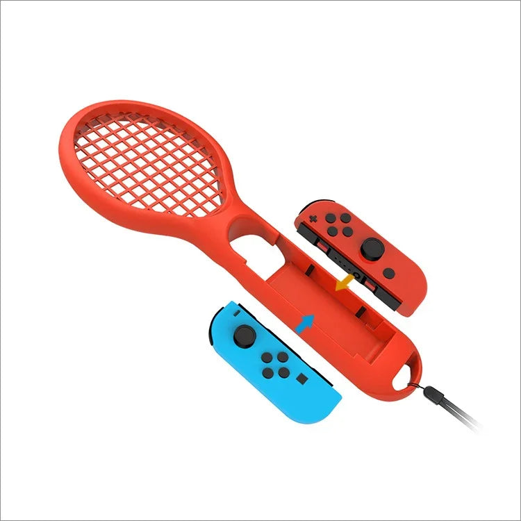 ด้ามจับเทนนิส BODE ซ้ายและขวาขนาดเล็ก จับเกม NS สำหรับ Switch, ไม้เทนนิส (สีแดงและน้ำเงิน)