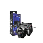 แท่นชาร์จคู่ USB พร้อมไฟแสดงสถานะสำหรับจอยไร้สาย PS4, SND-401