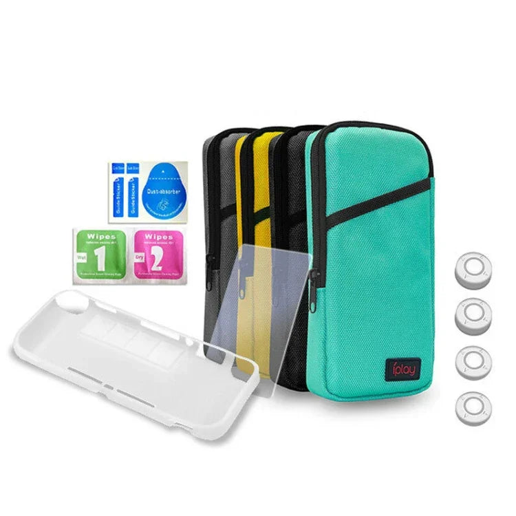 ถุงเก็บของสำหรับเครื่อง iplay พร้อมฟิล์มกันรอย + ฝาครอบจอย + เคสป้องกัน 7-in-1 ชุดถุงนุ่ม สำหรับ Switch Lite