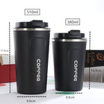 แก้วกาแฟเทอร์โมรถยนต์สแตนเลส 304 รุ่นสมาร์ท ขนาด 380 มล. สีขาว, สีดำ, สีเขียว, สีน้ำเงิน, สีชมพู และขนาด 510 มล. สีขาว, สีดำ, สีเขียว, สีน้ำเงิน, สีชมพู