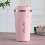 แก้วกาแฟเทอร์โมรถยนต์สแตนเลส 304 รุ่นสมาร์ท ขนาด 380 มล. สีขาว, สีดำ, สีเขียว, สีน้ำเงิน, สีชมพู และขนาด 510 มล. สีขาว, สีดำ, สีเขียว, สีน้ำเงิน, สีชมพู