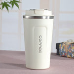 แก้วกาแฟเทอร์โมรถยนต์สแตนเลส 304 รุ่นสมาร์ท ขนาด 380 มล. สีขาว, สีดำ, สีเขียว, สีน้ำเงิน, สีชมพู และขนาด 510 มล. สีขาว, สีดำ, สีเขียว, สีน้ำเงิน, สีชมพู