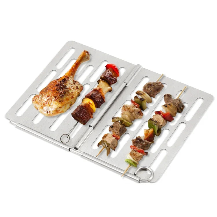 Stainless Steel Folding Barbecue Net  Portable BBQ Picnic Accessories, S 15x10.3CM, M 22.6x15.8CM, L 35.8x20CM