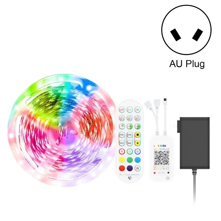 ไฟแถบ LED บลูทูธควบคุมเสียงเพลงอัจฉริยะ ไม่กันน้ำ 5050 RGB ไฟบรรยากาศหลากสี พร้อมรีโมท 24 ปุ่ม, 5M 150 LEDs, 5M 300 LEDs, 10M 300 LEDs, 10M 600 LEDs, 15M 450 LEDs, 15M 270 LEDs, 20M 360 LEDs, 30M 540 LEDs