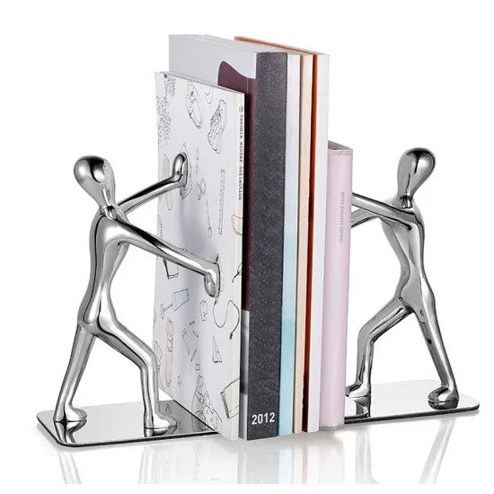 แผ่นดันหนังสือโลหะตกแต่งโต๊ะขนาดเล็ก รูปคนยืน สำหรับชั้นวางหนังสือ