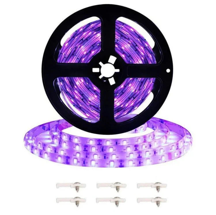 ไฟแถบ LED SMD 2835 UV สีม่วง, ไฟประดับ, กันน้ำ 5m, กันน้ำ 10m, แผงเปล่า 5m, แผงเปล่า 10m