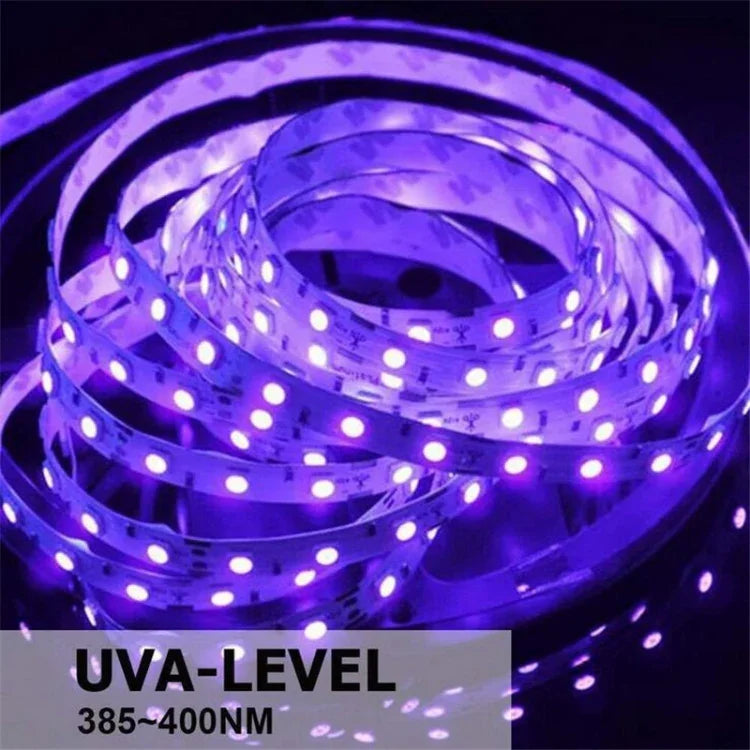 ไฟแถบ LED SMD 2835 UV สีม่วง, ไฟประดับ, กันน้ำ 5m, กันน้ำ 10m, แผงเปล่า 5m, แผงเปล่า 10m