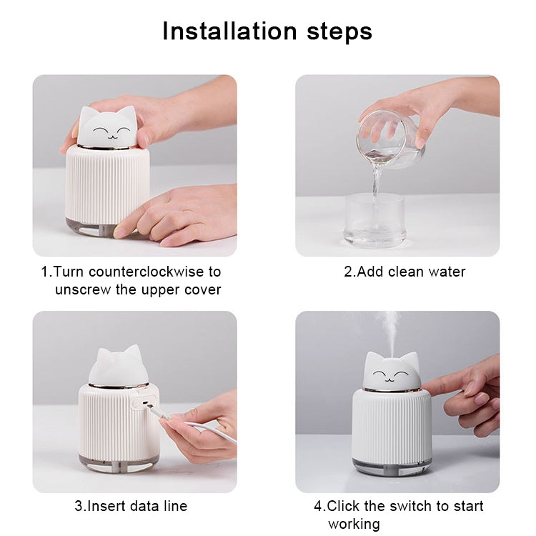 เครื่องเพิ่มความชื้นสำหรับสัตว์เลี้ยงแบบมีไฟ USB โคมไฟข้างเตียงในบ้าน ไฟกลางคืนเงียบ ประหยัดพลังงาน