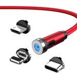 สายชาร์จแม่เหล็กหมุนได้ CC56, ความยาวสาย: 2 ม., หัว Android 2 ม., หัว Micro USB 2 ม., หัว Type-C 2 ม., หัว 8Pin 2 ม., สายพร้อมสามหัว 2 ม., สายพร้อม 8Pin + Type-C/USB-C + Micro USB 2 ม.