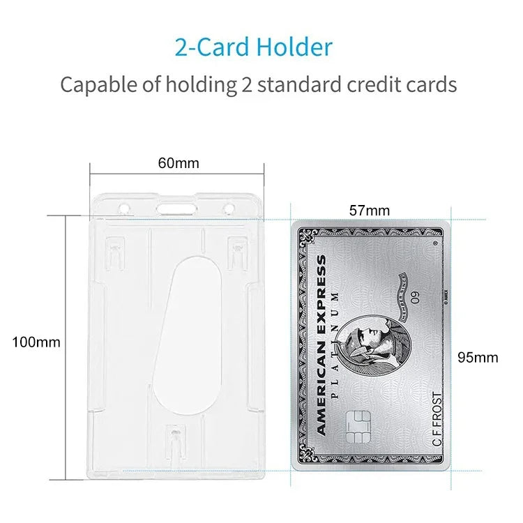 20 PCS Hard Plastic ID Badge Card Holder Integrated Injection Molded Transparent Double-sided Card Holder, Vertical Type PS
