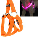 สายจูงฮาร์เนสไนลอนสำหรับแมวและสุนัข พร้อมไฟ LED สองด้าน ขนาด S, M