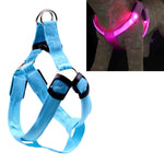 สายจูงฮาร์เนสไนลอนสำหรับแมวและสุนัข พร้อมไฟ LED สองด้าน ขนาด S, M