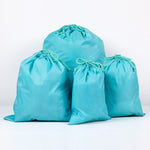 กระเป๋าเก็บของกันน้ำไนลอนพกพา 4-in-1 แบบมีเชือกดึง ช่องเก็บเสื้อผ้า ขนาด 20x30 ซม., 27x34 ซม., 34x39 ซม., 46x57 ซม.