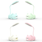 Cartoon Cat Design LED Eye Protection Reading Lamp USB Rechargeable Desk Lamp, Blue, White, Green, Pink