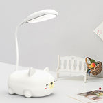 Cartoon Cat Design LED Eye Protection Reading Lamp USB Rechargeable Desk Lamp, Blue, White, Green, Pink