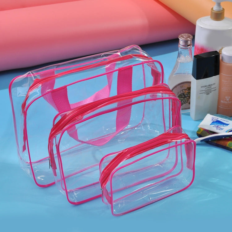 ถุงเก็บเครื่องสำอางแบบใสกันน้ำ PVC แบบซิปสำหรับเดินทาง ขนาด S, M, L ชุด 3 ชิ้น