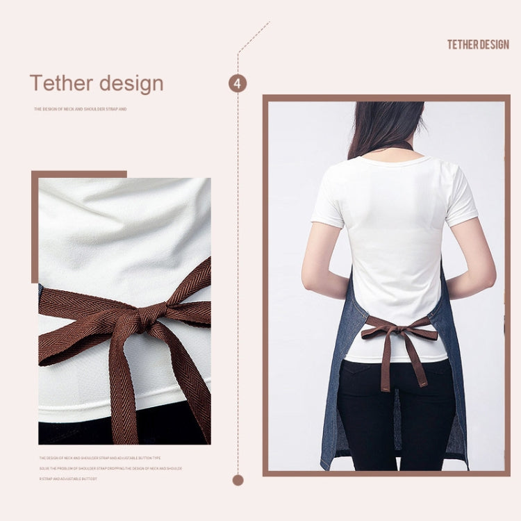 ผ้ากันเปื้อนยีนส์ไม่มีแขน สายคล้องคอ สีฟ้ายีนส์ ขนาด 71x65 ซม.
