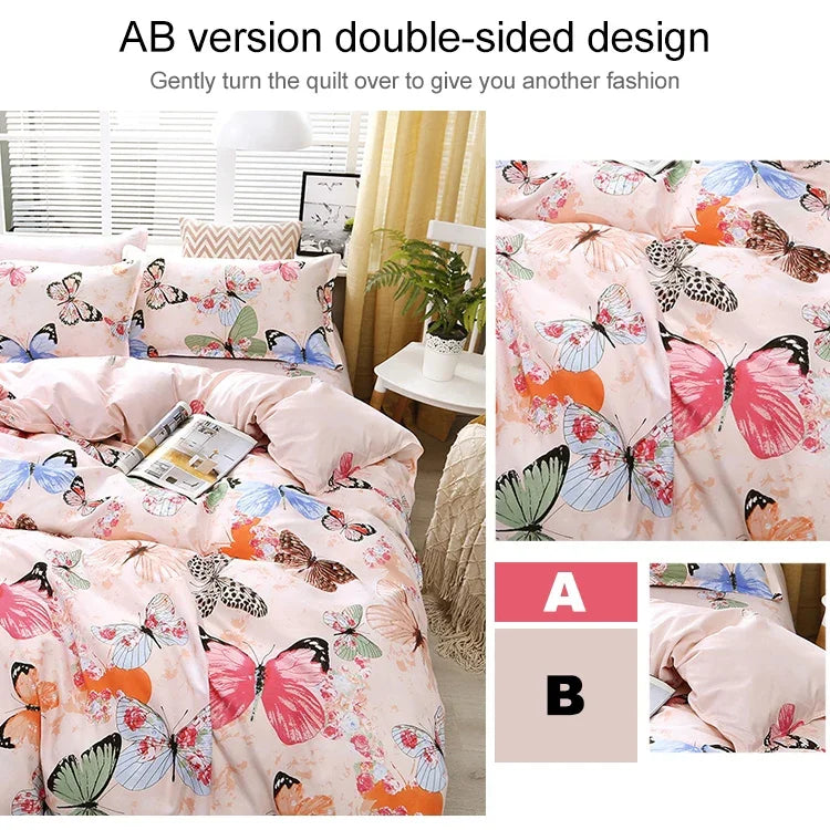 ชุดเครื่องนอนพิมพ์ลาย 4 ชิ้น / ชุด ผ้าปูที่นอน ปลอกหมอน สำหรับเตียงขนาด 2.2 เมตร