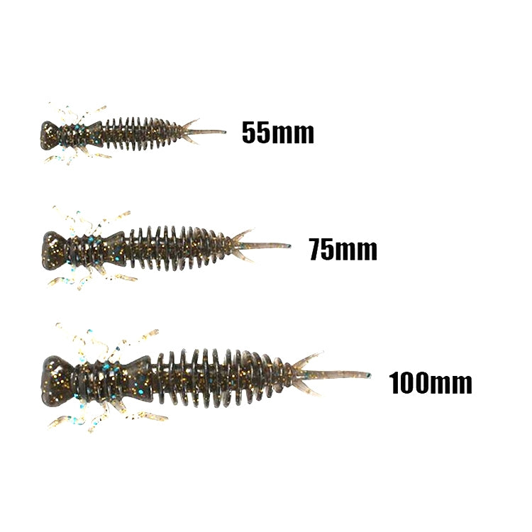 เหยื่อซิลิโคนอ่อน 8 สี 15 ชิ้น ขนาด 55 มม., 75 มม., 100 มม.