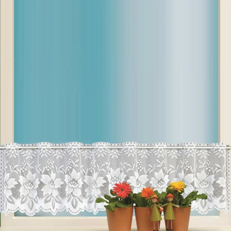 White Translucent Coffee Curtain Tulle Lace Sheer Warp Knitted Jacquard Curtains Bedroom Curtains, Lower Curtain, Upper Curtain, Upper And Lower Curtain