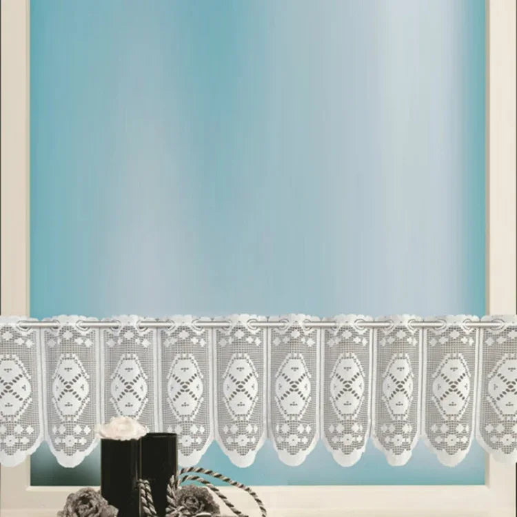 White Translucent Coffee Curtain Tulle Lace Sheer Warp Knitted Jacquard Curtains Bedroom Curtains, Lower Curtain, Upper Curtain, Upper And Lower Curtain
