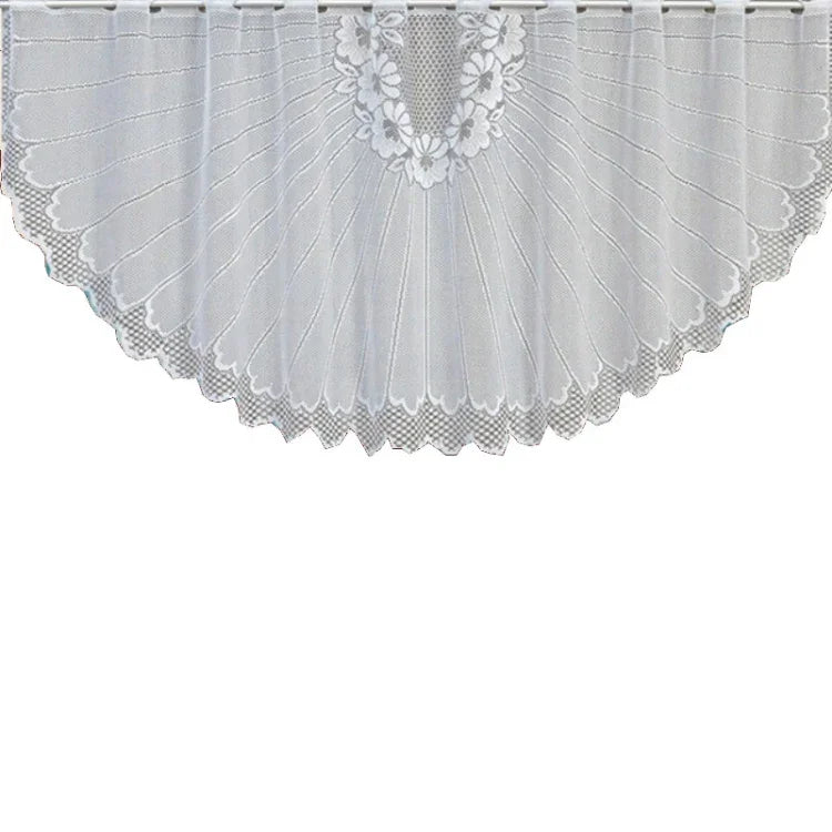White Translucent Coffee Curtain Tulle Lace Sheer Warp Knitted Jacquard Curtains Bedroom Curtains, Lower Curtain, Upper Curtain, Upper And Lower Curtain