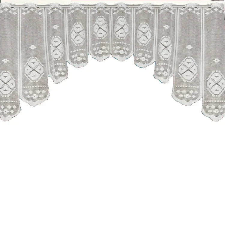 White Translucent Coffee Curtain Tulle Lace Sheer Warp Knitted Jacquard Curtains Bedroom Curtains, Lower Curtain, Upper Curtain, Upper And Lower Curtain